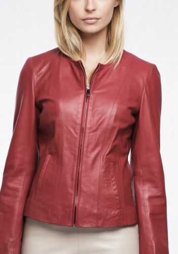 VESTE HABILL2 EN CUIR ROUGE