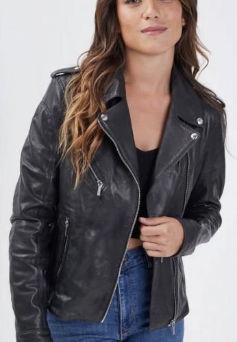 PALOMA BLOUSON CUIR AGNEAU NOIR