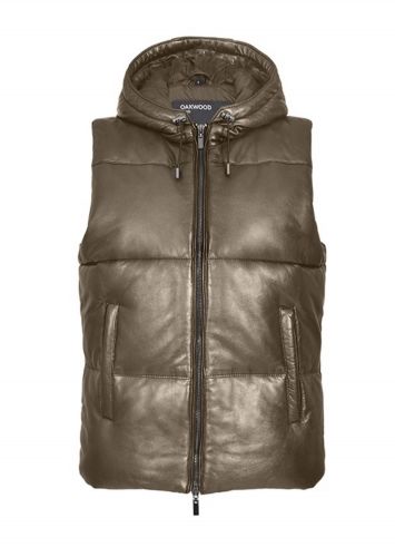 LAUREN METAL (REF. 64726) GOLD - DOUDOUNE SANS MANCHES EN CUIR VÉRITABLE