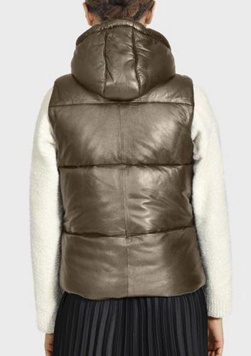LAUREN METAL (REF. 64726) GOLD - DOUDOUNE SANS MANCHES EN CUIR VÉRITABLE