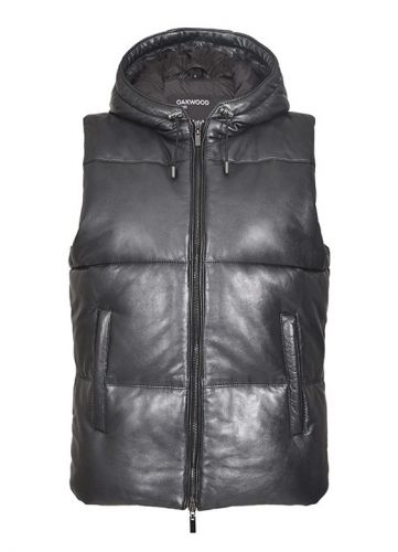 LAUREN METAL (REF. 64726) NOIR - DOUDOUNE SANS MANCHES EN CUIR VÉRITABLE