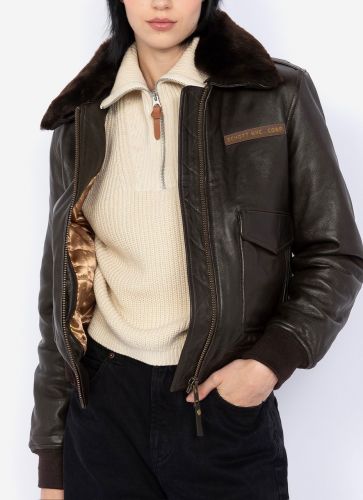 LCWLISAX BLOUSON CUIR AGNEAU PILOTE FEMME