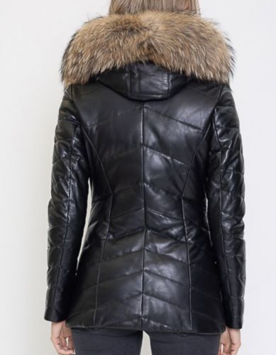 DOUDOUNE EN CUIR NATE FOURRURE VERITABLE