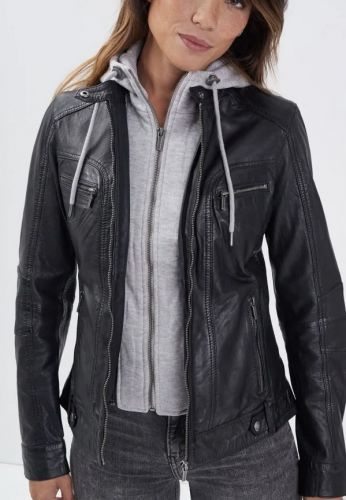 BLOUSON CUIR SILENE CAPUCHE AMOVIBLE ROSE GARDEN