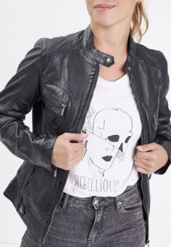 BLOUSON CUIR SILENE CAPUCHE AMOVIBLE ROSE GARDEN