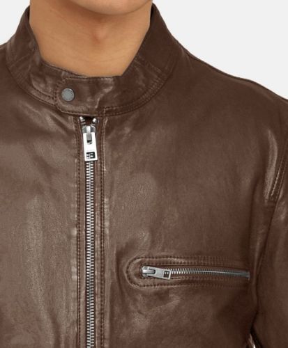 Promo BLOUSON BOBBY COGNAC CUIR AGNEAU pas cher