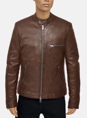 Promo BLOUSON BOBBY COGNAC CUIR AGNEAU pas cher