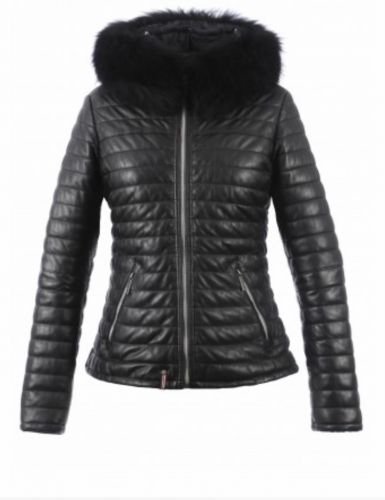 VESTE DOUDOUNE HAPPY LUXE FOURRURE NOIR