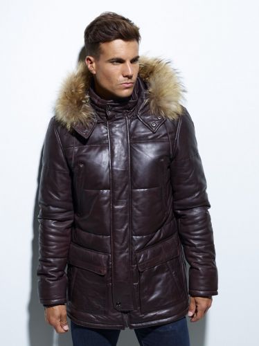 DOUDOUNE CUIR AVALANCHE CAPUCHE AMOVIBLE
