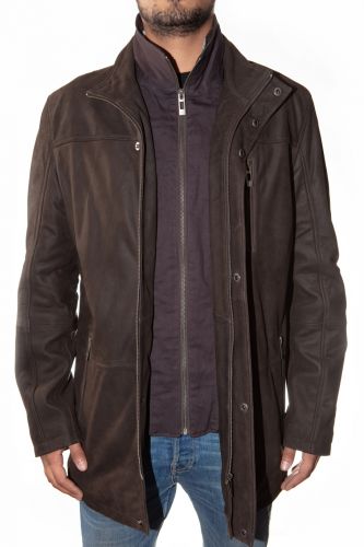 Veste cuir homme Revacuir Frank marron.