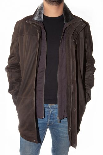 Veste cuir homme Revacuir Frank marron.