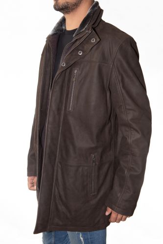 Veste cuir homme Revacuir Frank marron.