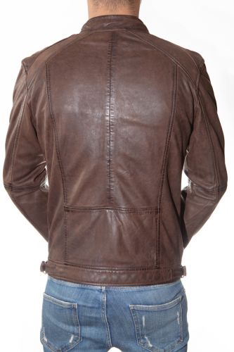 Blouson cuir homme Oakwood Castel marron.