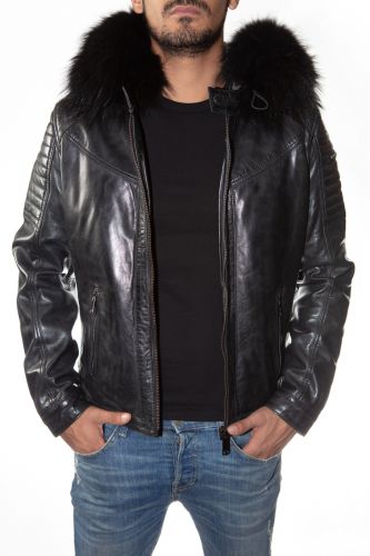 Blouson cuir homme Redskins Lennon mojito noir.