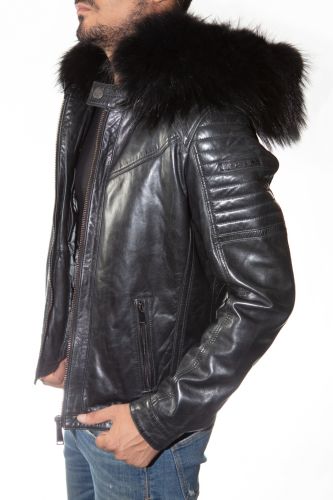Blouson cuir homme Redskins Lennon mojito noir.