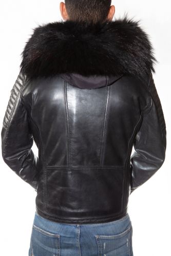 Blouson cuir homme Redskins Lennon mojito noir.