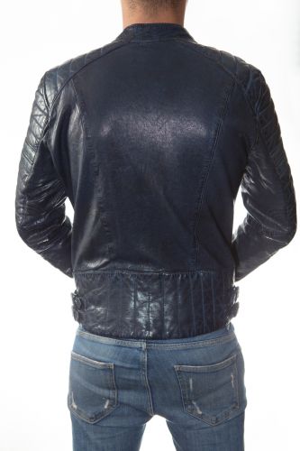 Blouson cuir homme Redskins Gunsmoke Janeiro bleu.