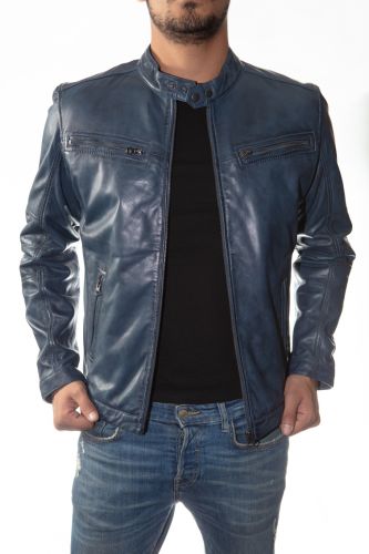 Blouson cuir homme Revacuir Aaron bleu