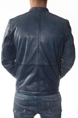 Blouson cuir homme Revacuir Aaron bleu