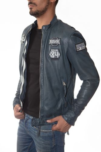 Blouson cuir homme Redskins Reese cobalt ice