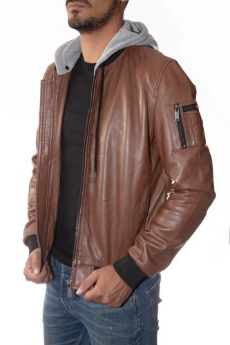 blouson pilote en cuir d'agneau