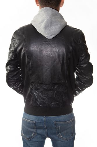 Blouson cuir homme Redskins Sellers casting black.