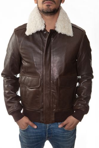 blouson cuir schott marron