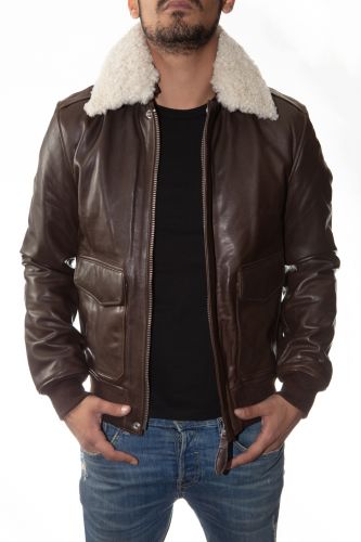 blouson cuir homme schott marron