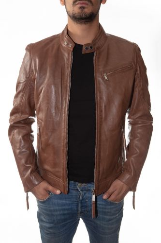 blouson en cuir cognac de la marque redskins
