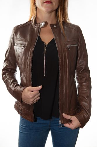 Blouson cuir Rose Garden Silene bison
