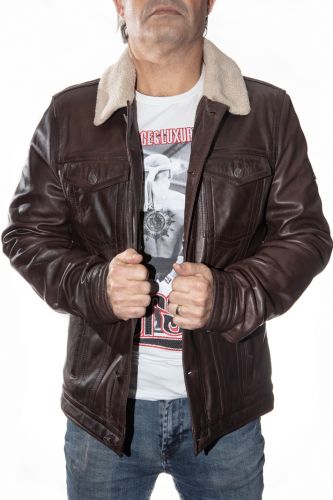 Veste cuir homme Oakwood Sheriff marron