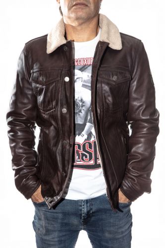 Veste cuir homme Oakwood Sheriff marron