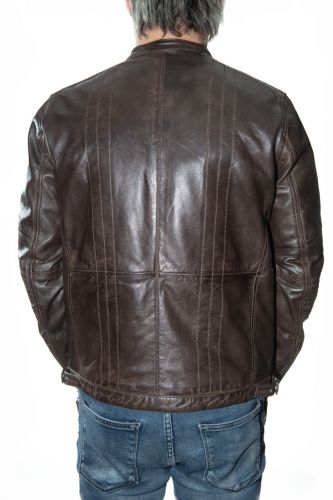 Blouson cuir homme Giovanni Bike Marron