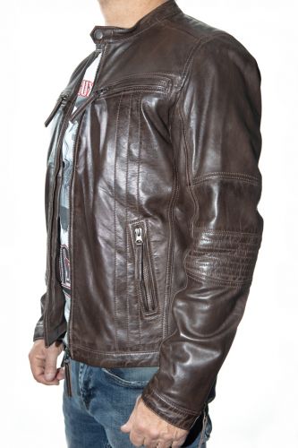 Blouson cuir homme Giovanni Bike Marron