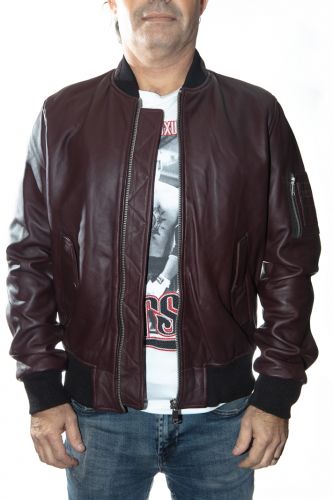 Blouson cuir homme LADC Marco Milan aubergine