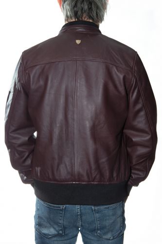Blouson cuir homme LADC Marco Milan aubergine