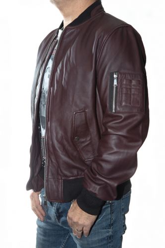 Blouson cuir homme LADC Marco Milan aubergine
