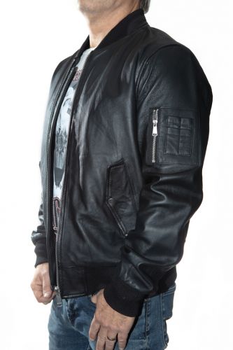 Blouson cuir homme LADC Marco Milan noir
