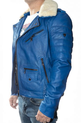 Perfecto cuir homme LADC Paris bleu