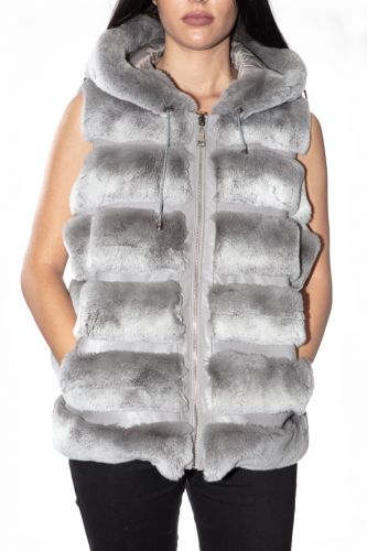 gilet fourrure giorgio delizia light grey