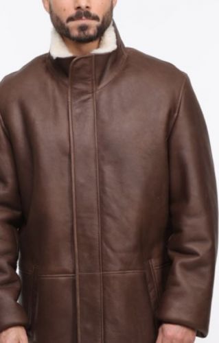 Veste peau homme marron mouton