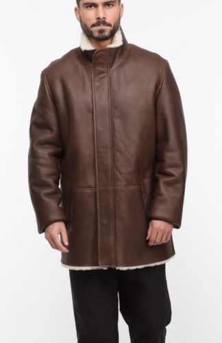 Veste peau homme marron mouton
