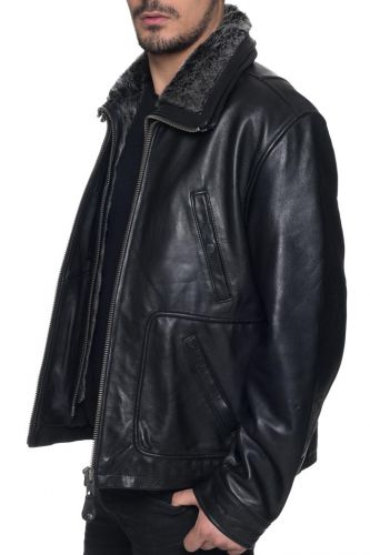 Blouson cuir pour homme Schott LC8100A noir.