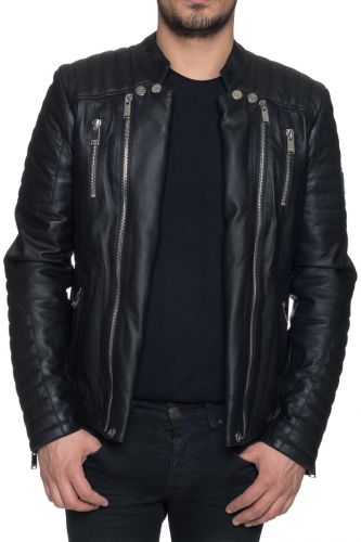 Blouson tout cuir Horspist Manoir silver noir. 