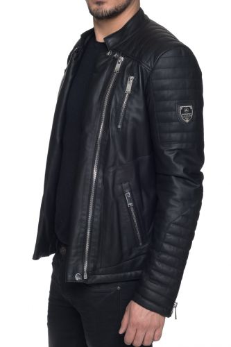 Blouson tout cuir Horspist Manoir silver noir. 