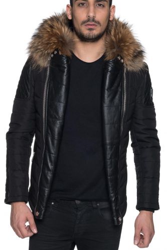 Blouson Horspist Carlton Noir col Naturel.