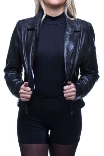 blouson cuir rose garden gallina