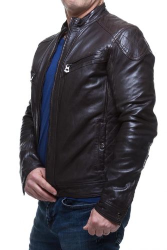 Blouson cuir Daytona Henryk  marron.