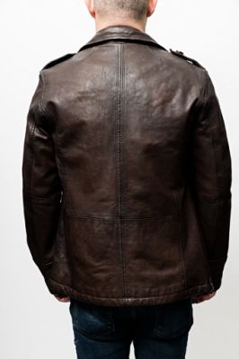 Veste caban cuir agneau vieilli Daytona Funder marron