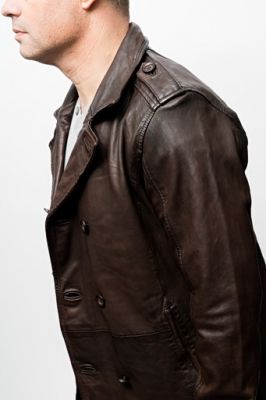 Veste caban cuir agneau vieilli Daytona Funder marron